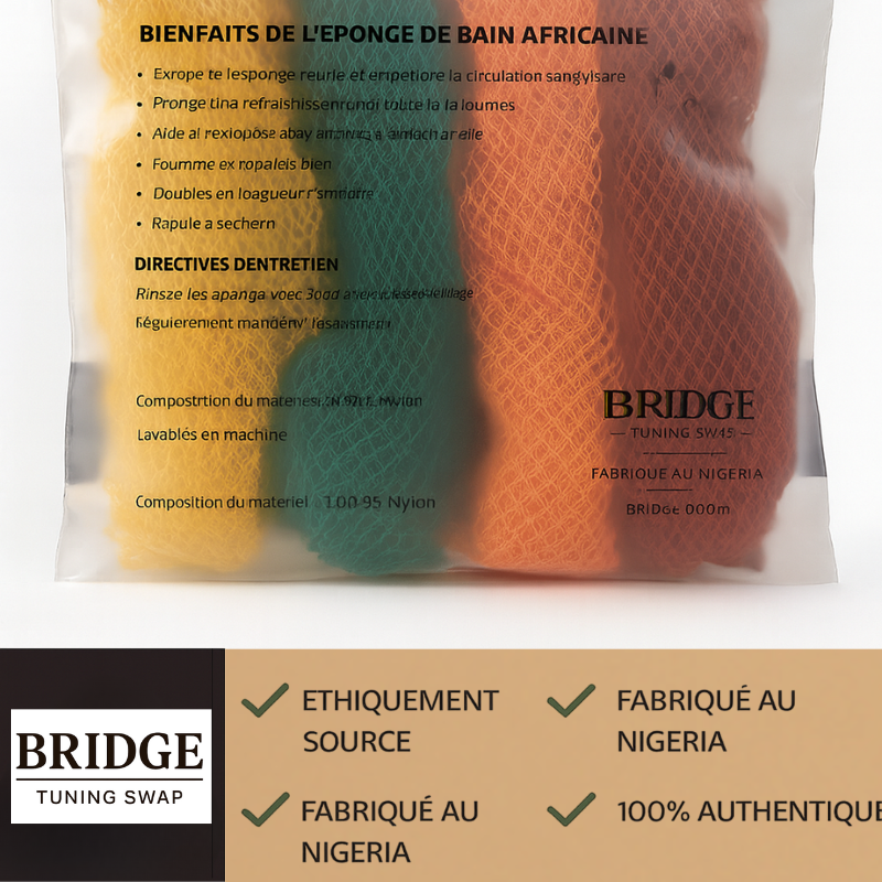 Éponge Filet Africaine – Exfolie, nettoie et adoucit – pour une peau saine et lisse